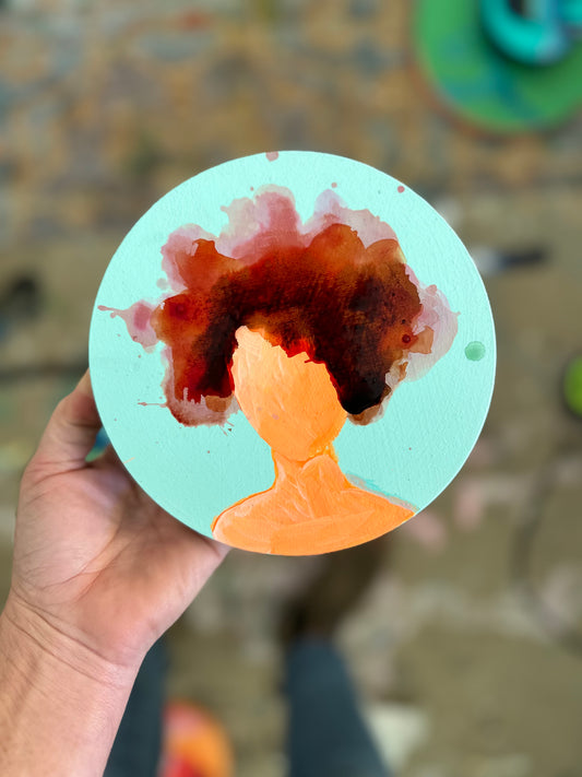 WILD: Brazen Burnt Sienna & teal, 6" Round