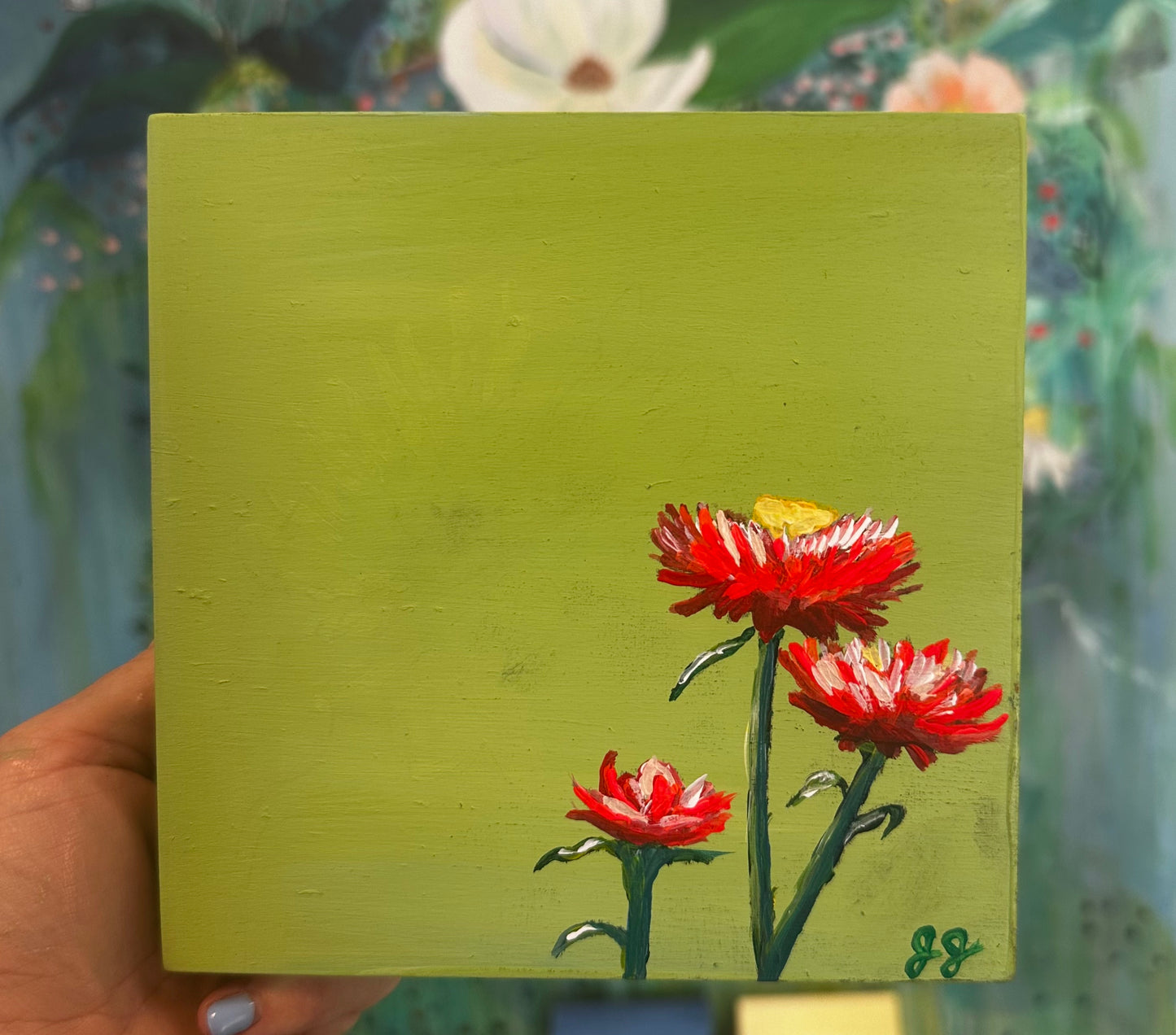 STRAWFLOWERS, Green, 6 x 6 x 1.75